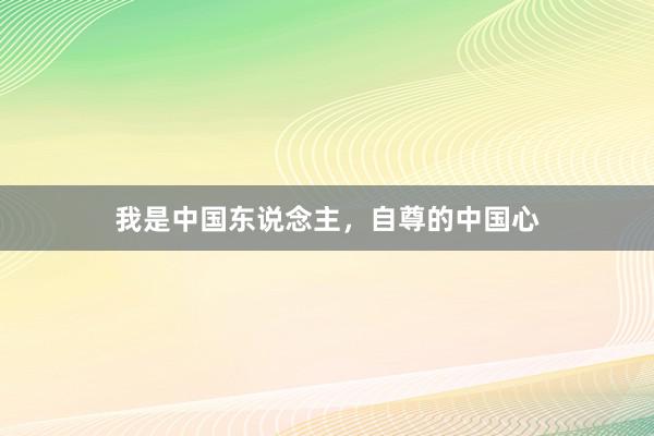 我是中国东说念主，自尊的中国心