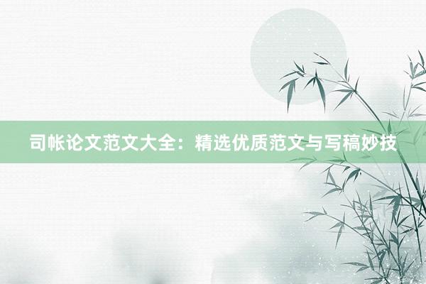 司帐论文范文大全：精选优质范文与写稿妙技
